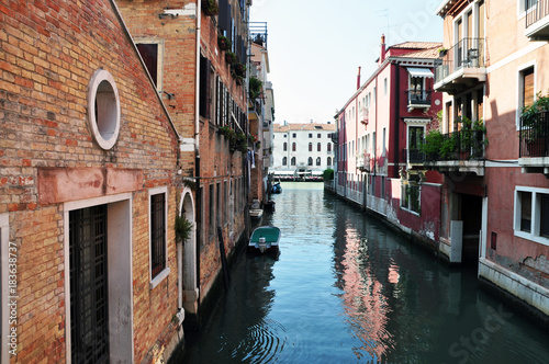 panoramic view of Venice from the height of the cruise ship to Piazza San Marco and the Ducale, or Doge's Palace. on the Grand canal many boats, river transport, in the background of ancient architect