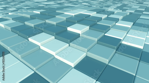 Square blue tiles background, 3d rendering