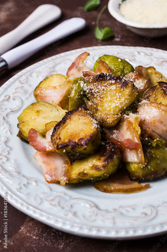 Fried Brussels sprouts with bacon Fried Brussels sprouts with bacon