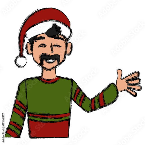 Young man with santa claus hat icon vector illustration graphic design