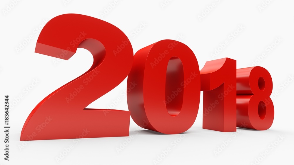 3D rendering 2018 red isolated 3D rendering 2018 red isolated