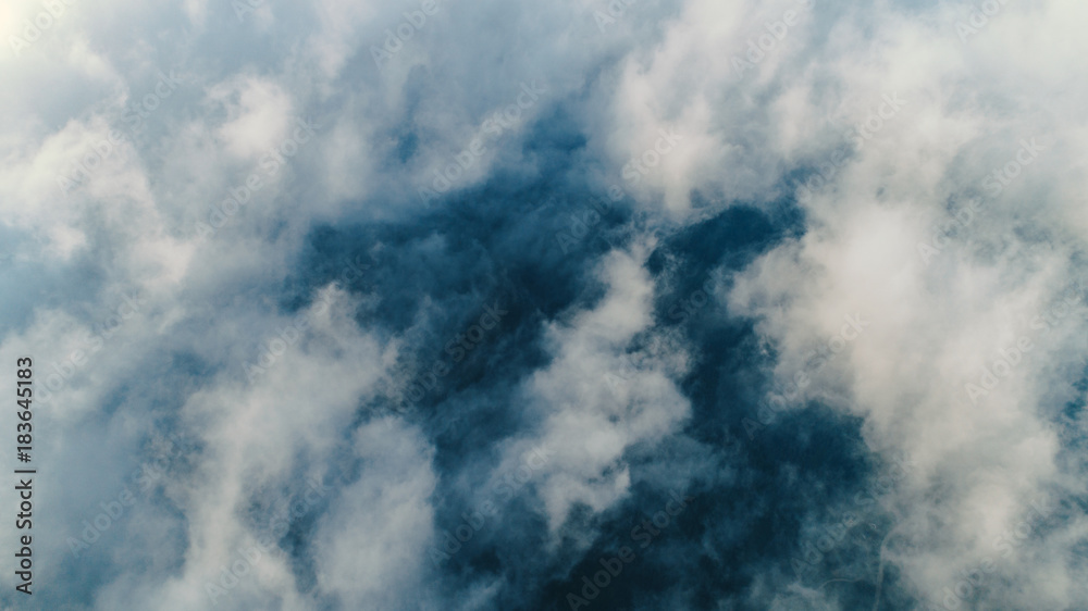 Cloud scape above carpathian mountains shot at sunset