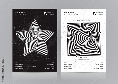 Set of Rock Music Flyer Layout. Mockup Vector illustration.
