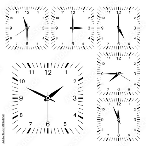 Clock. Square shaped clock set