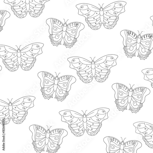 Fototapeta Naklejka Na Ścianę i Meble -  seamless pattern decoration natural butterfly fly insect vector illustration sticker