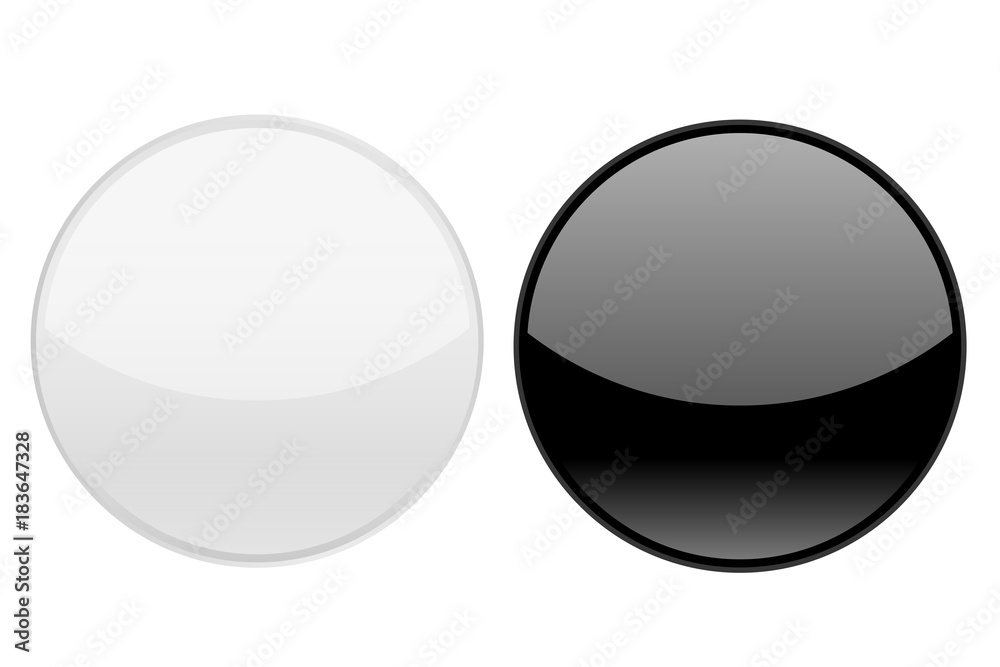 Black and white round glass buttons Black and white round glass buttons