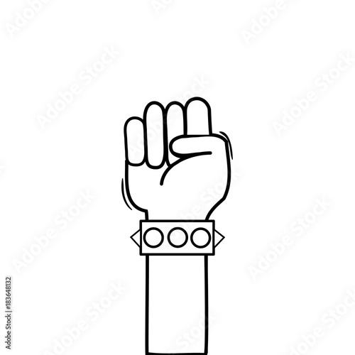 line hand with bracelet and oppose gesture symbol