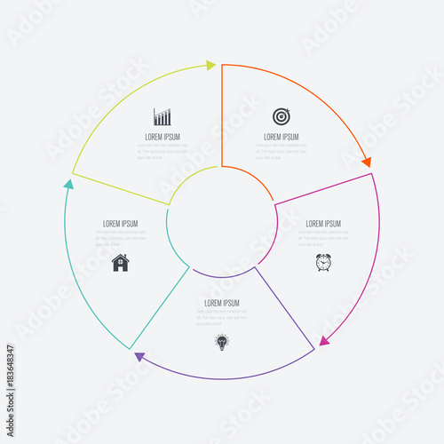 Infographics template 5 options with circle