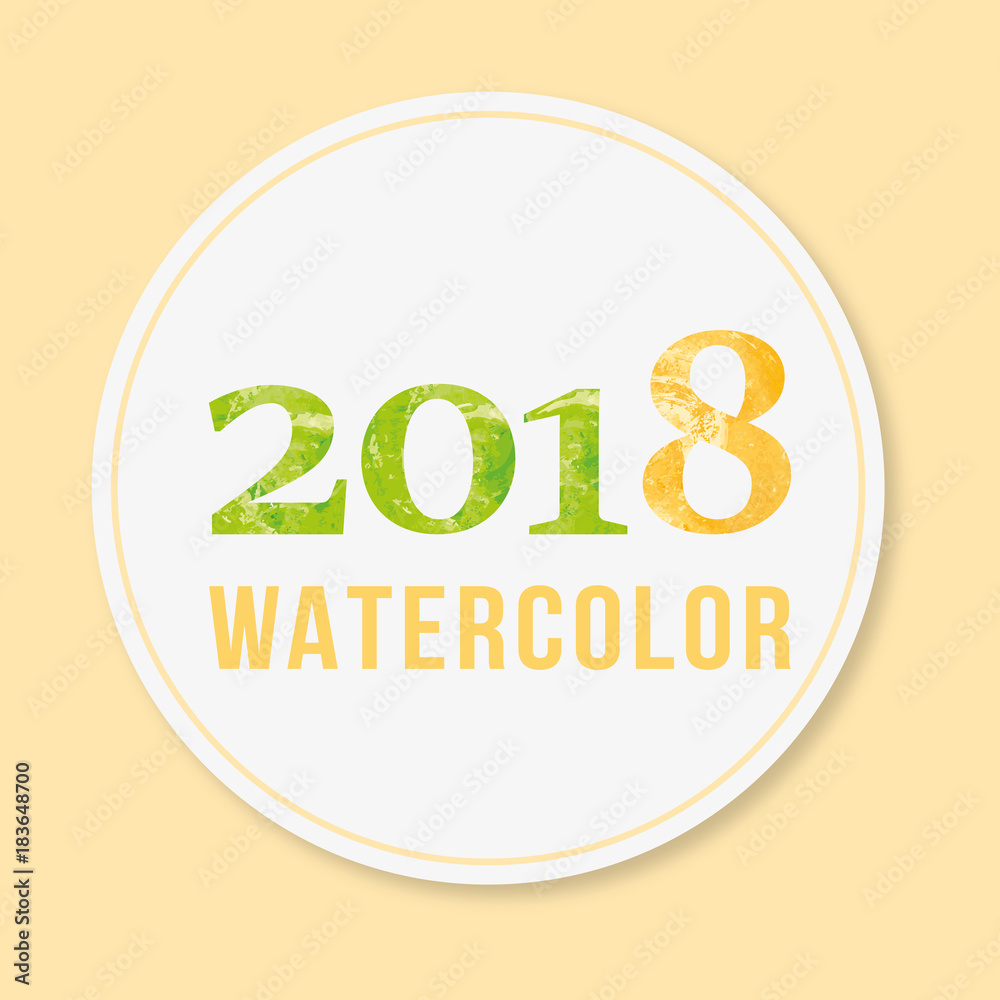Naklejka premium 2018 watercolor Vector illustration