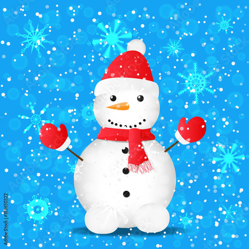 snowman on the background. New Year. Christmas. vector illustration © GoTar