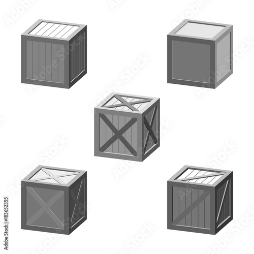 Wooden box set. Isolated on...