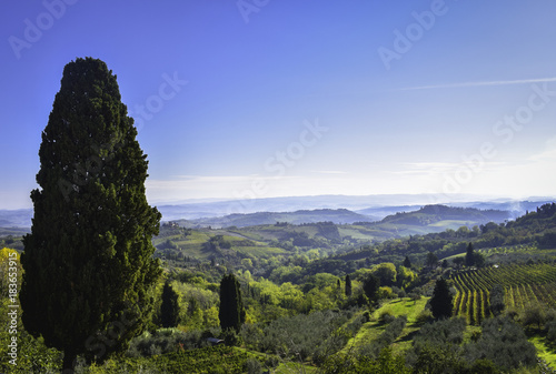 Tuscany landscape, view from San Gimignano