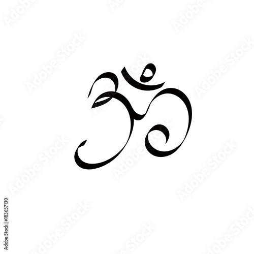 Art ohm sign. Om symbol. Yoga aum symbolizing.
