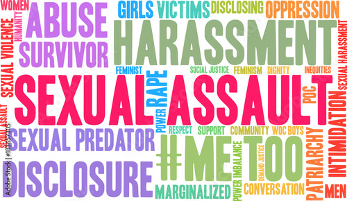 Sexual Assault Word Cloud on a white background. 