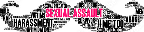 Sexual Assault Word Cloud on a white background. 