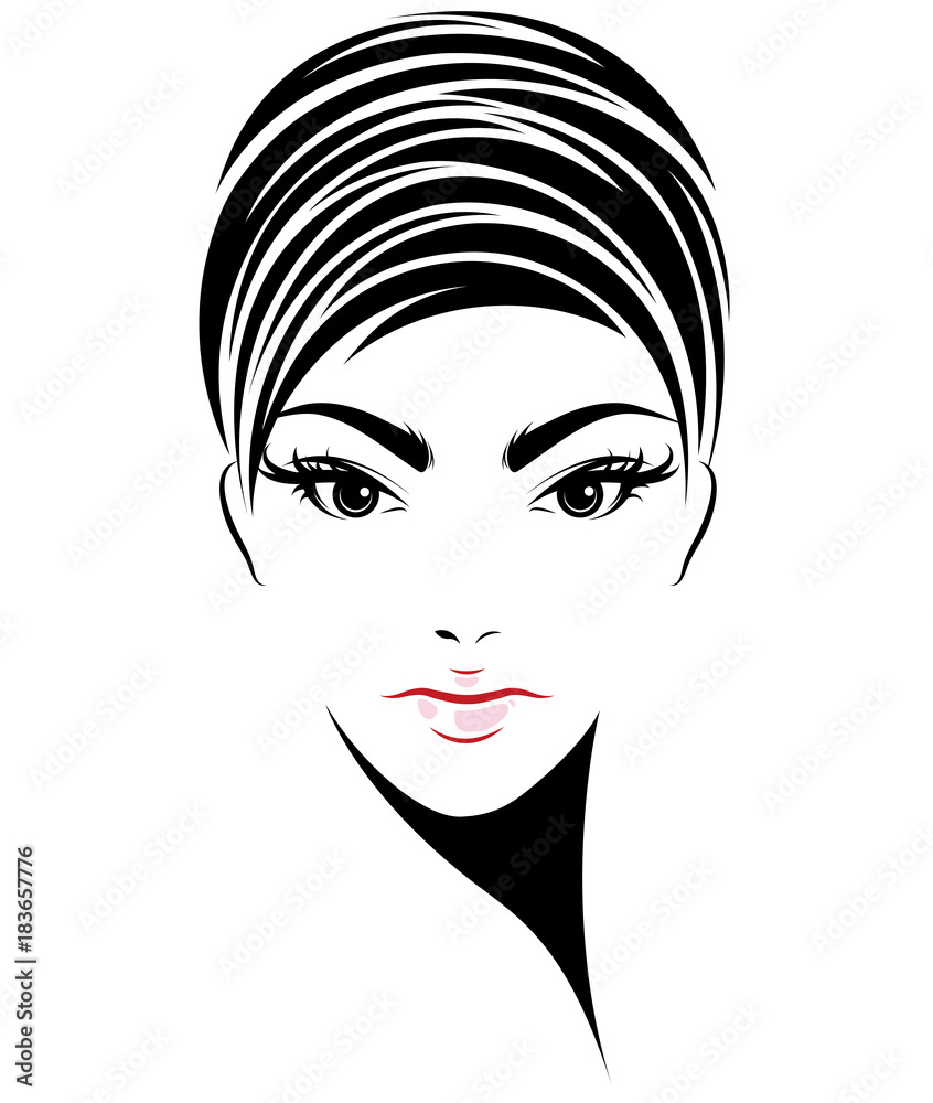 Plakat women short hair style icon, logo women on white background