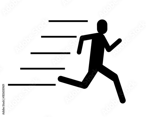Person running fast pictogram icon silhouette vector