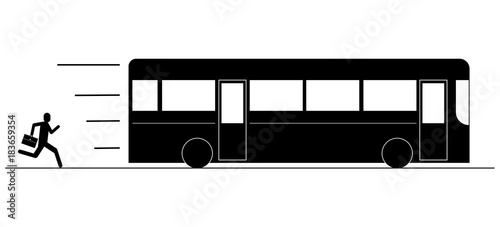 Person missing the bus pictogram silhouette vector 