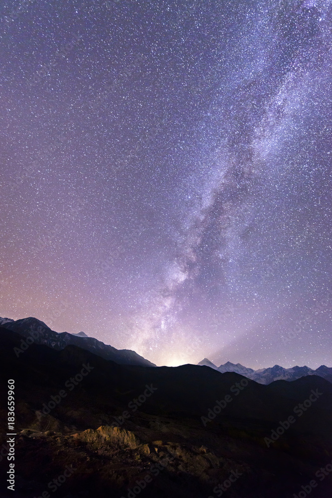 Beautiful Milky Way in Jomsom Muktinath Annapurna Circuit trek in Nepal