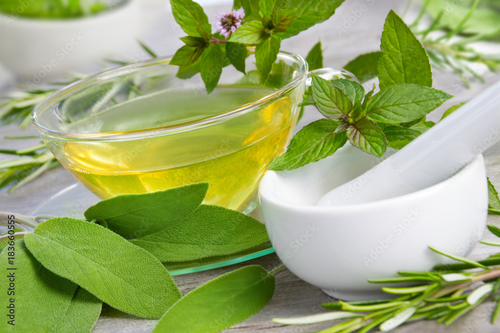 Tea -  herbal healing -  herbs and mortar