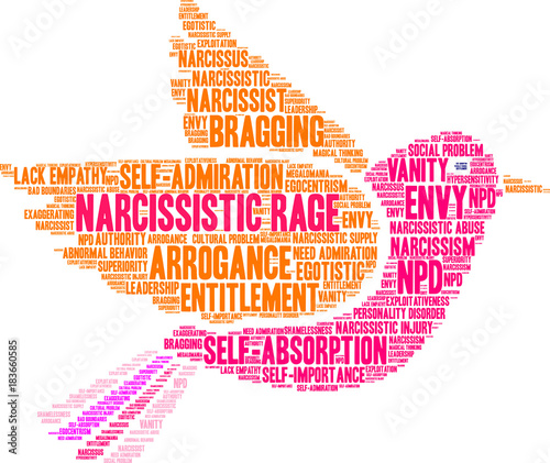 Narcissistic Rage Word Cloud on a white background. 
