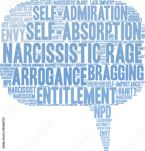 Narcissistic Rage Word Cloud on a white background.