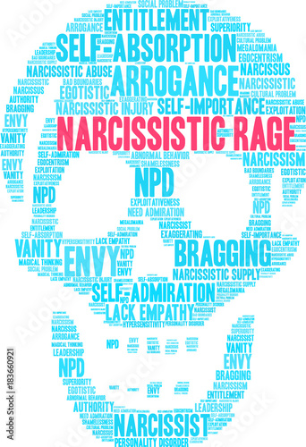 Narcissistic Rage Word Cloud on a white background.