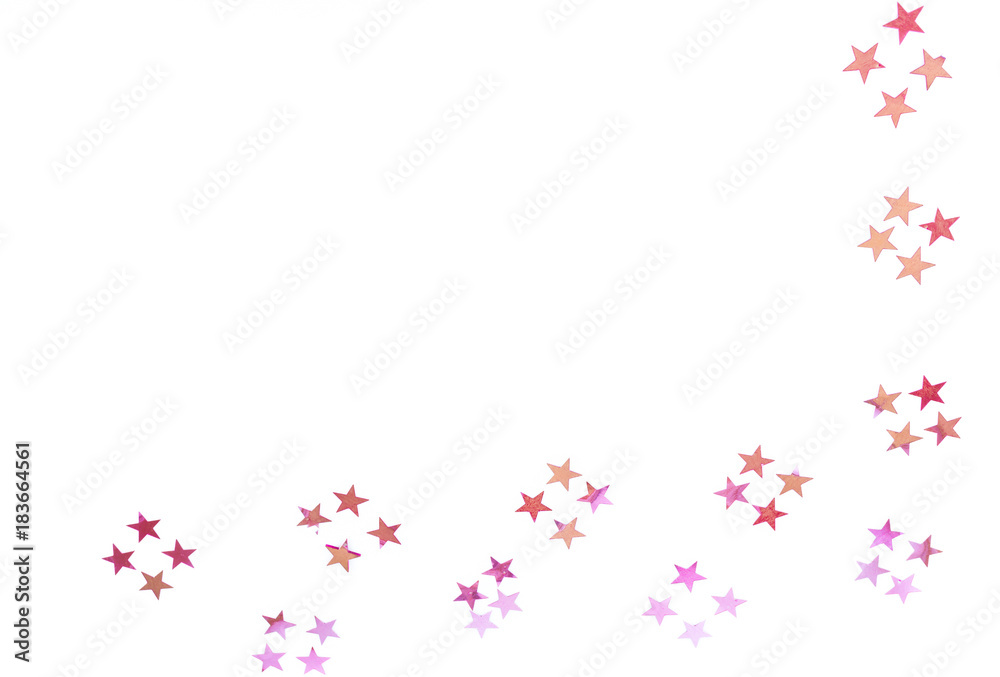 Colorful shiny stars on a white background, copy space Colorful shiny stars on a white background, copy space