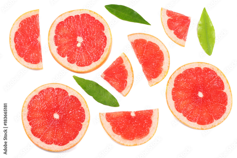healthy food. sliced grapefruit isolated on white background top view healthy food. sliced grapefruit isolated on white background top view