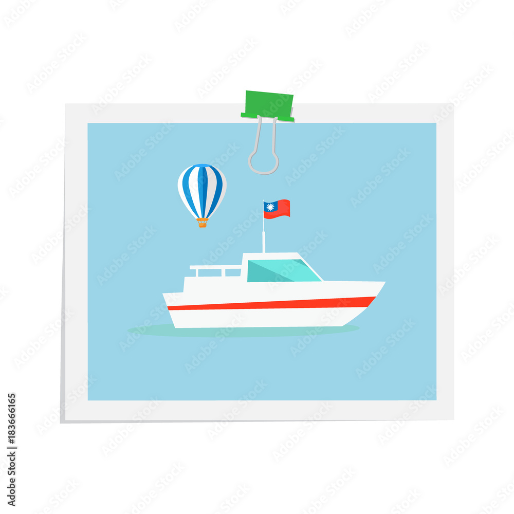 Obraz premium Ship on Isolated Image Attached by Green Binder