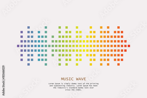 Pulse music player. Audio colorful wave logo. Vector equalizer element. Isolated design symbol.