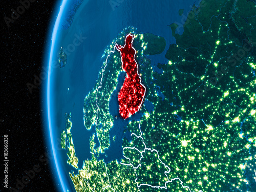 Finland on Earth at night