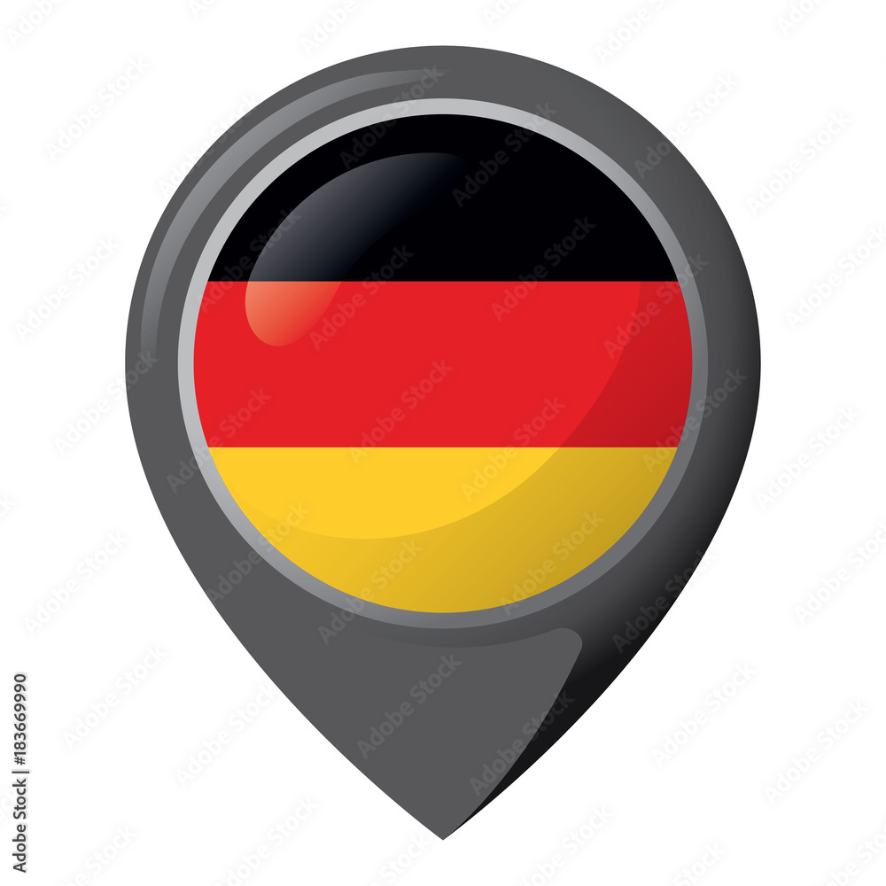 Icon representing location pin with the flag of Germany. Ideal for catalogs of institutional materials and geography Icon representing location pin with the flag of Germany. Ideal for catalogs of institutional materials and geography