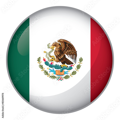 Icon representing button Mexico flag. Ideal for catalogs of institutional materials and geography