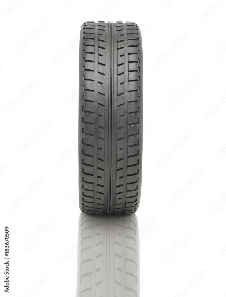 Wheel car and tire rut against white background Wheel car and tire rut against white background