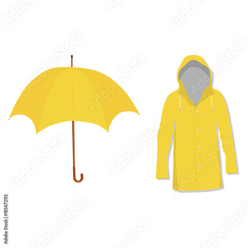 Raincoat and umbrella