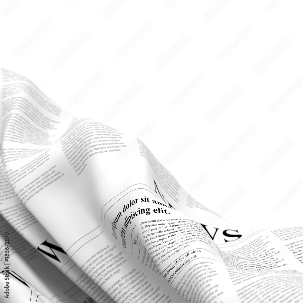 Abstract newspaper in a fluid shape, 3d rendering Abstract newspaper in a fluid shape, 3d rendering