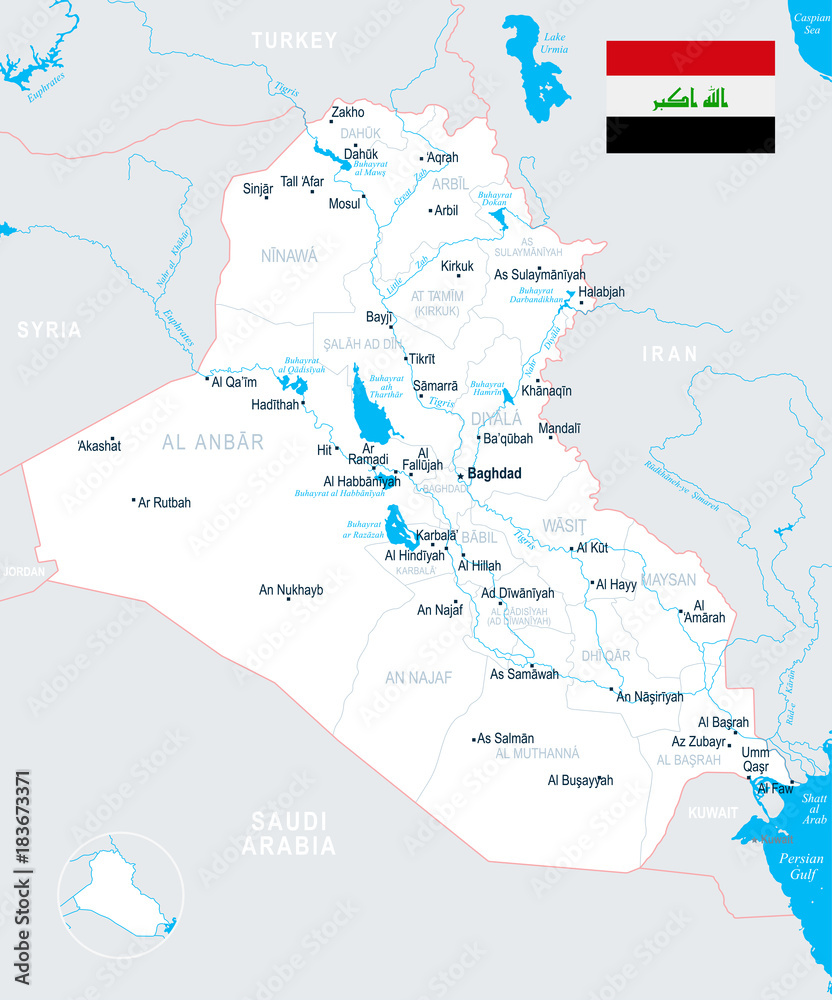 Iraq Map - detailed vector illustration