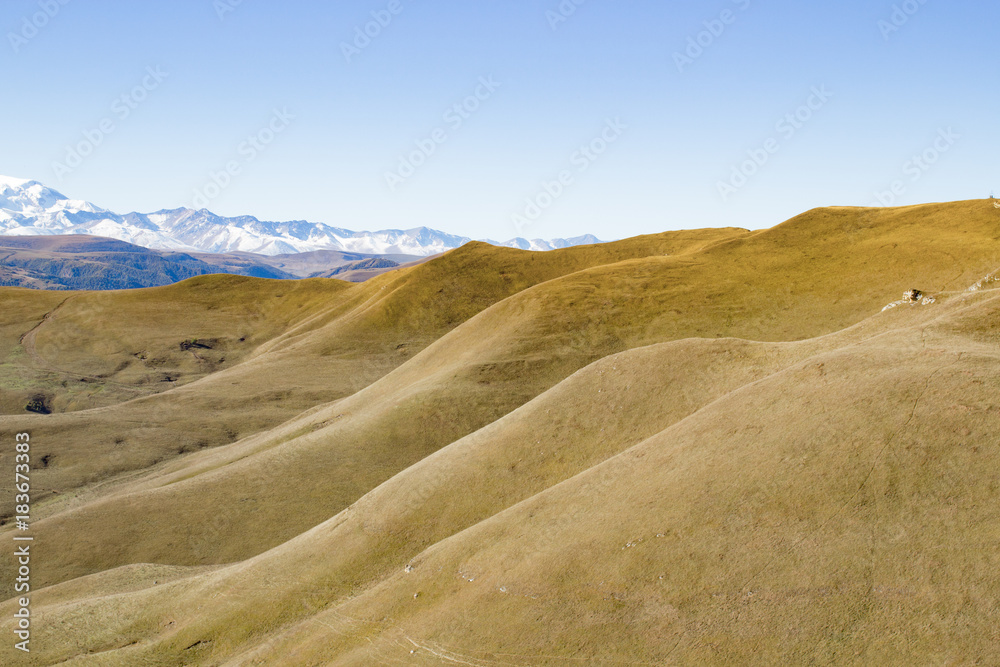 Landscape panorama mountain with autumn hills