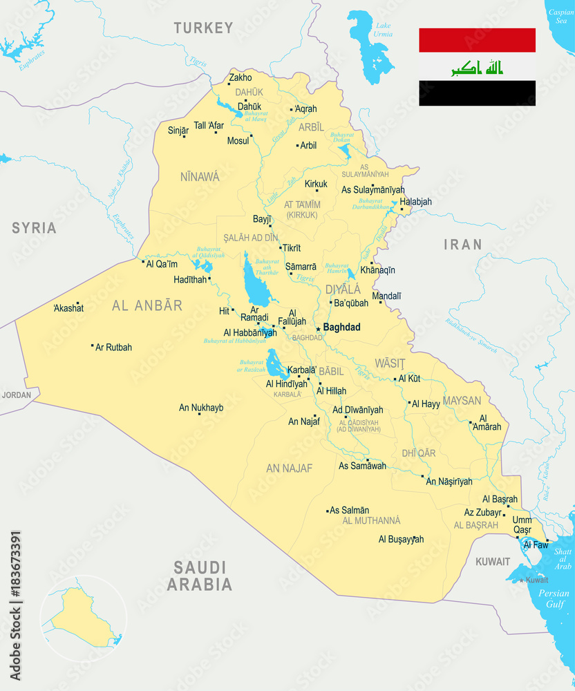 Iraq Map - Detailed Vector Illustration