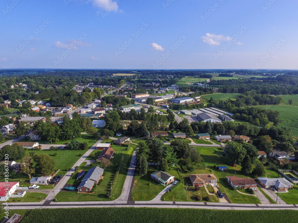 Fototapeta premium Downtown Shrewsbury, Pennsylvania Homes in Summer in Southern York County