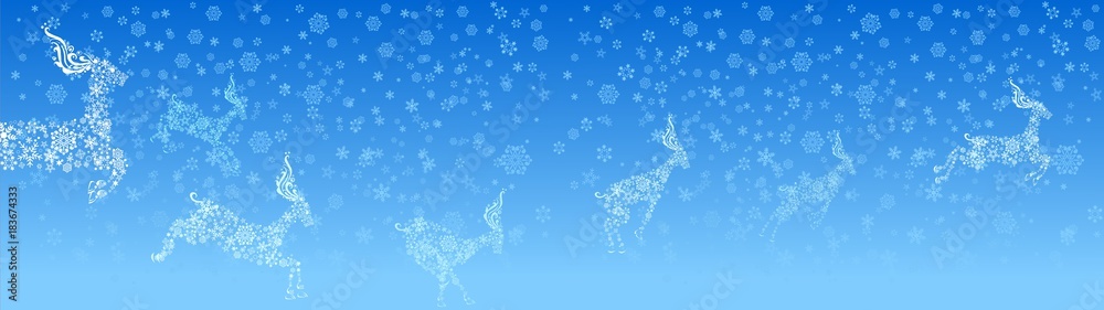 Christmas Deer Running In snowflake background, Reindeer, Christmas Background Christmas Deer Running In snowflake background, Reindeer, Christmas Background