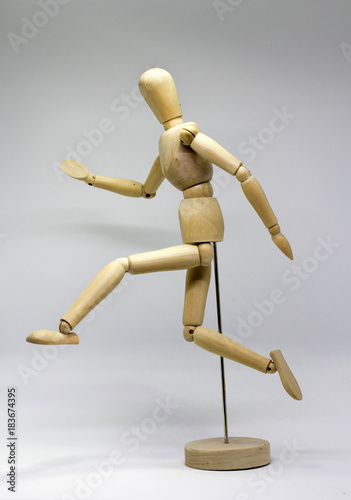 wooden dummy doll run jump