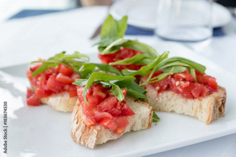Bruschetta with tomato and basil Bruschetta with tomato and basil