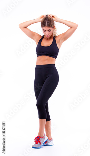 fitness woman on a light background