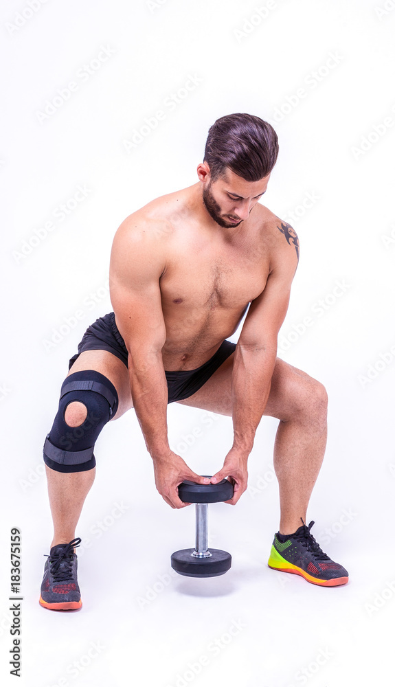 fitness man with sports dumbbells fitness man with sports dumbbells
