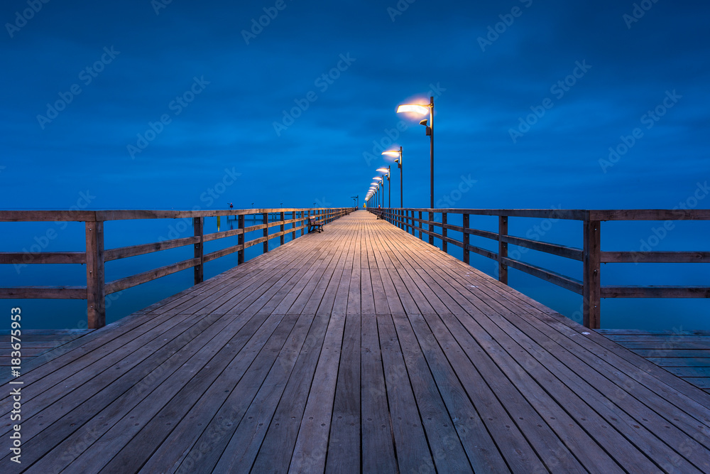 Naklejka premium Pier in Mechelinki village in northern Poland