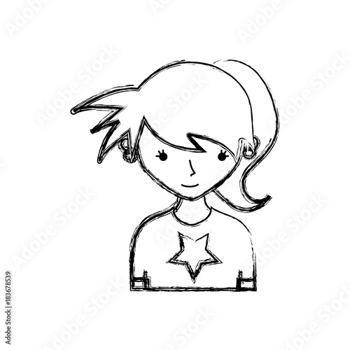 figure girl rocker with blouse and hairstyle design