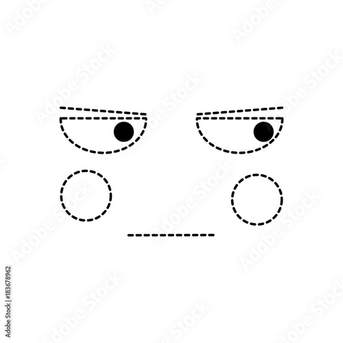 angry face emoji icon image vector illustration design black dotted line