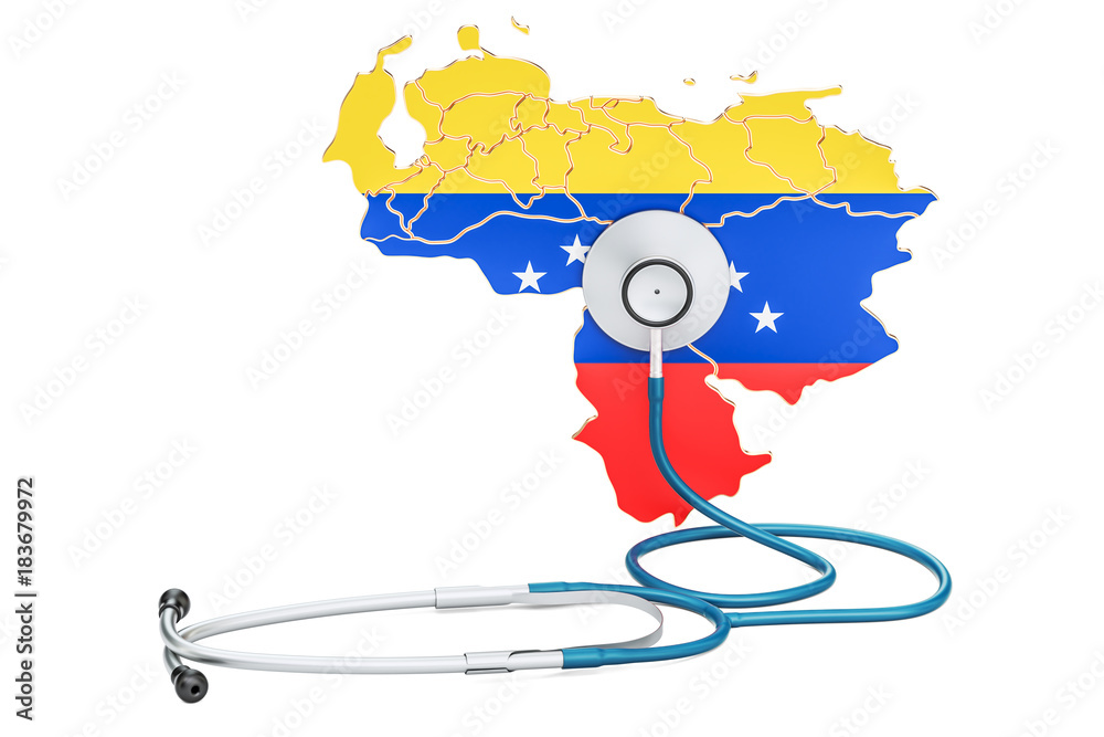 Venezuelan map with stethoscope, national health care concept, 3D ...